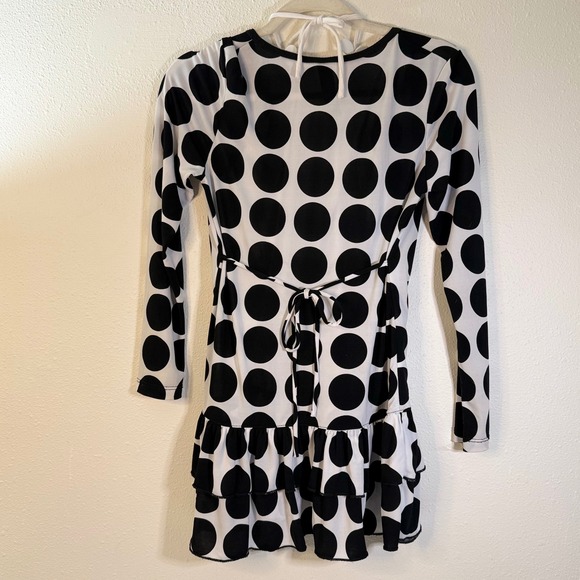 Lovebird Polka Dot Faux Wrap Top L Attached Cami Ruffle Office Siren Y2K - Picture 2 of 8